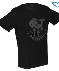 Poseidon T-Shirt Fish black S M L XL XXL Fisch Logo grey Herren Damen schwarz Ne