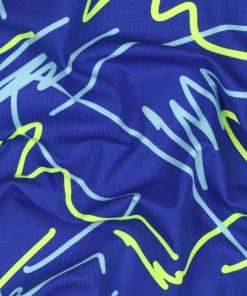 Jersey, grafische Musterung Neon Gelb auf Blau