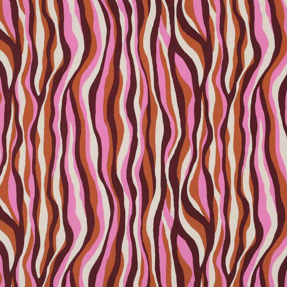 Viskose, grafische Zebra Musterung Rosa, Ecru, Beere – Bild 3