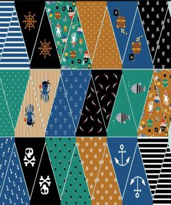 Stoffpanel für Wimpelkette, 1 Meter für inkl. 5 Meter Schrägband – blau