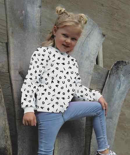 Sweatshirtstoff, ABC, weiße Buchstaben auf Schwarz – Bild 3