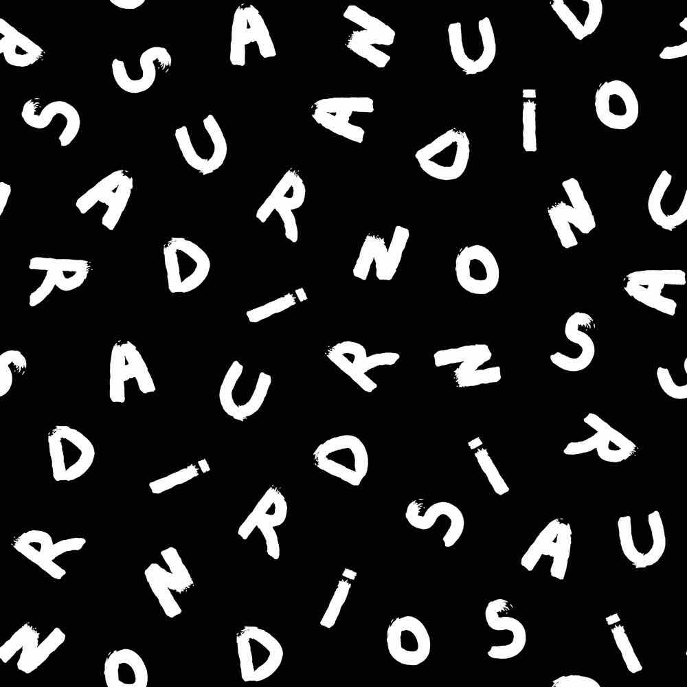 Sweatshirtstoff, ABC, weiße Buchstaben auf Schwarz