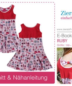 Drehkleid “RUBY”, Gr. 110 – 152 – mit Schleife [Digital]