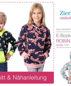 Kapuzensweatshirt “Robin”, Gr. 110 – 152 – optional mit Schalkragen [Digital]