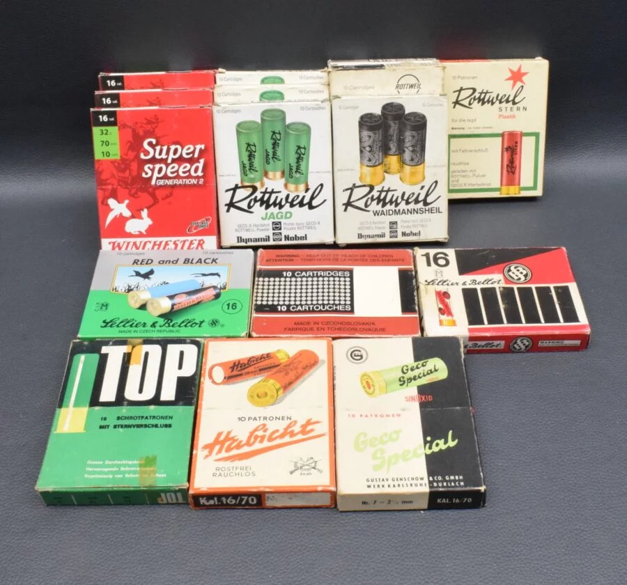 16/70 Schrotpatronen Konvolut, Noris/RWS/Geco/Akah/S&B/RWS/Winchester, 160 Schoss, zum Sonderpreis !
