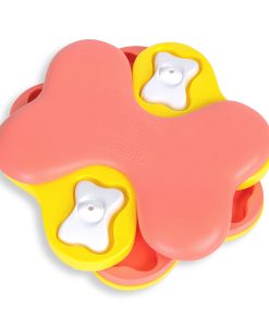 Intelligenzspielzeug Dog Tornado Nina Ottosson Hundespielzeug, mit 8 Leckerli-Fächern, 2 Ebenen, bpa-frei (Level 2), rosa/gelb, small, 20cm