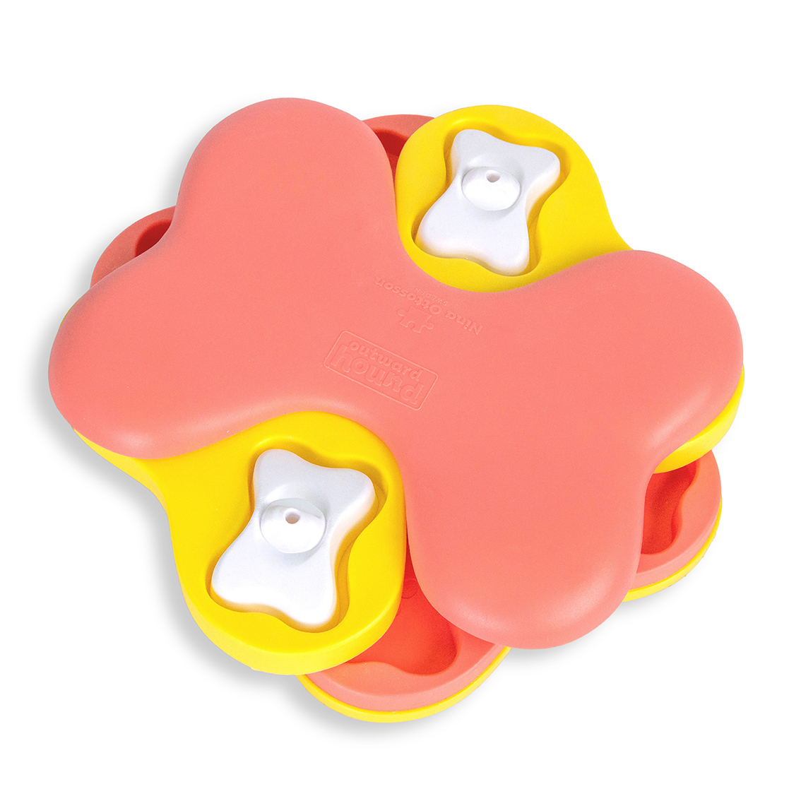 Intelligenzspielzeug Dog Tornado Nina Ottosson Hundespielzeug, mit 8 Leckerli-Fächern, 2 Ebenen, bpa-frei (Level 2), rosa/gelb, small, 20cm