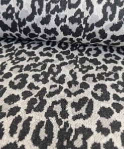 Strickstoff, Jacquard, Animalprint Panther Grau / Schwarz