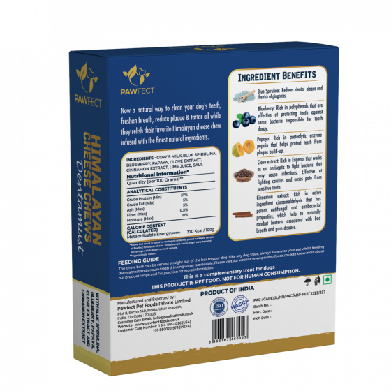 Pawfect Himalayan Cheese Dental Chew Bar mit Blauebeere, Spirulina, Papaya, Zimt, Nelken (1 Riegel à 140g) – Bild 4