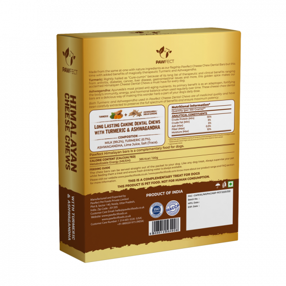 Pawfect Himalayan Cheese Dental Chew Bar mit Kurkuma und Ashwagandha gut fürs Immunsystem (1 Riegel à 65 g) – Bild 3