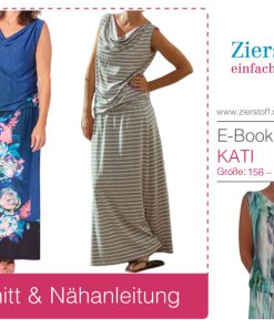 Wasserfallkragen Shirt / Kleid “KATI”, Gr. 158 – Damengr. 46 [Digital]