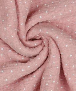 Gauze, Musselin – Double Gauze Altrosa mit weißen Punkten