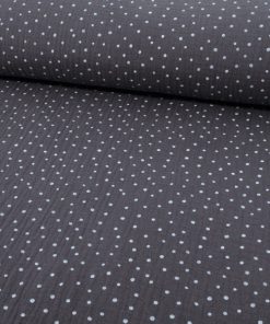 Gauze, Musselin – Double Gauze Dunkelgrau mit weißen Punkten