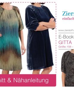 Kleid mit weitem Ärmel und Falten “GITTA”, Gr. 158 – Damengr. 46 [Digital]