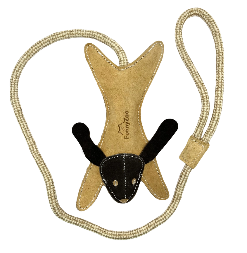 Wildleder-Hase mit langem Seil und Griff, Länge 110 cm (Baumwolle, Jute, gefüllt mit Kokosfaser) – Bild 3