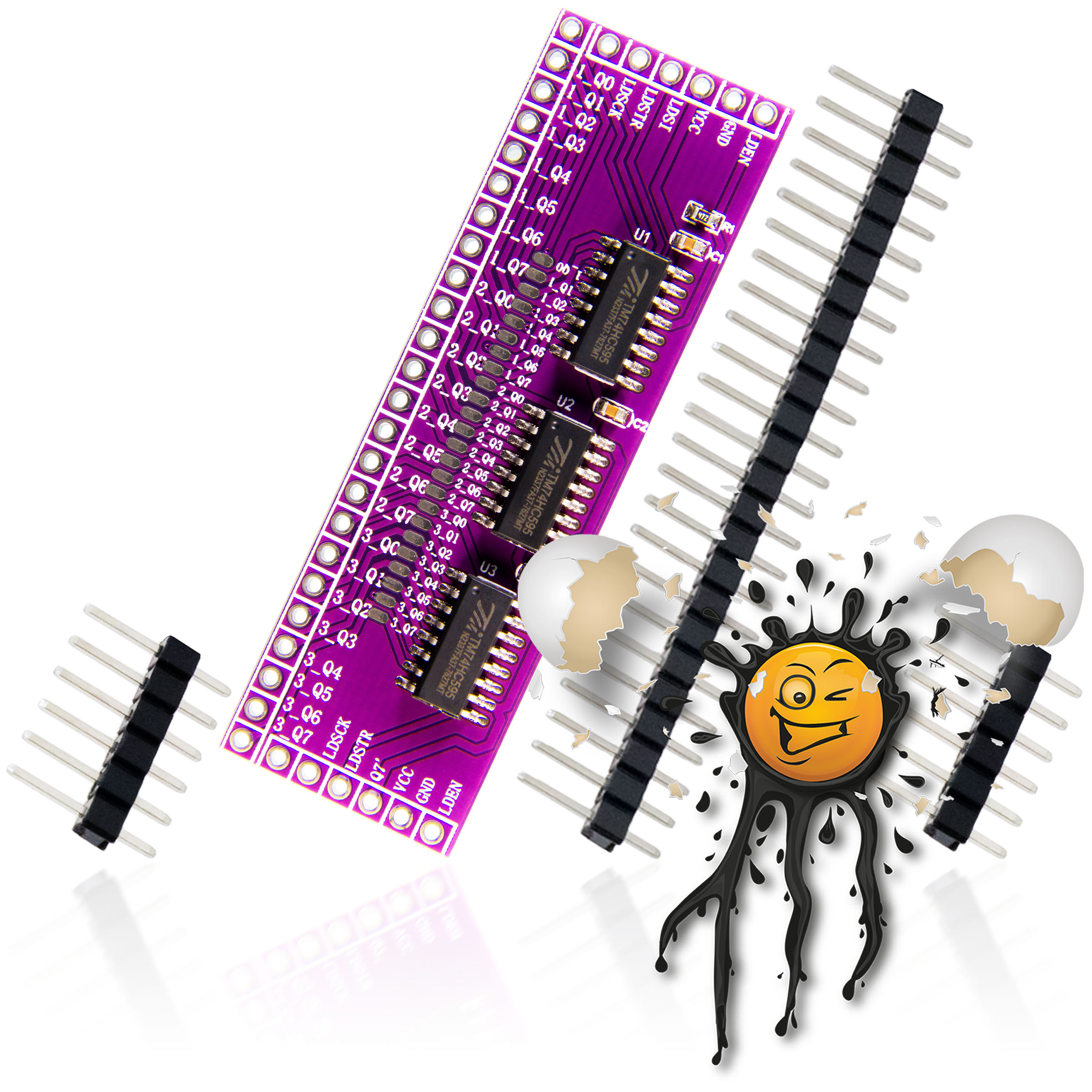 74HC595 Schieberegister Shift Out triple Board – Bild 2