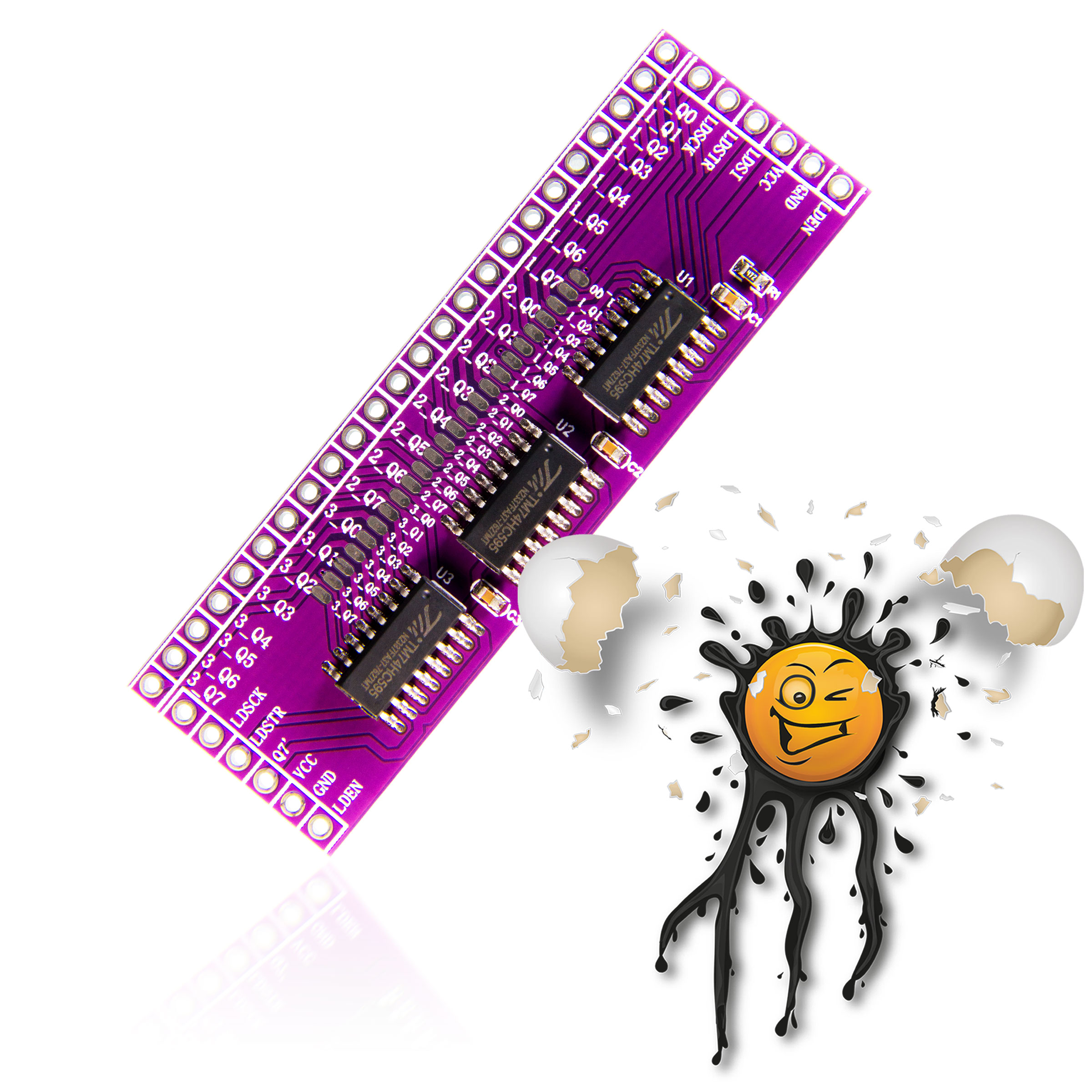 74HC595 Schieberegister Shift Out triple Board – Bild 4