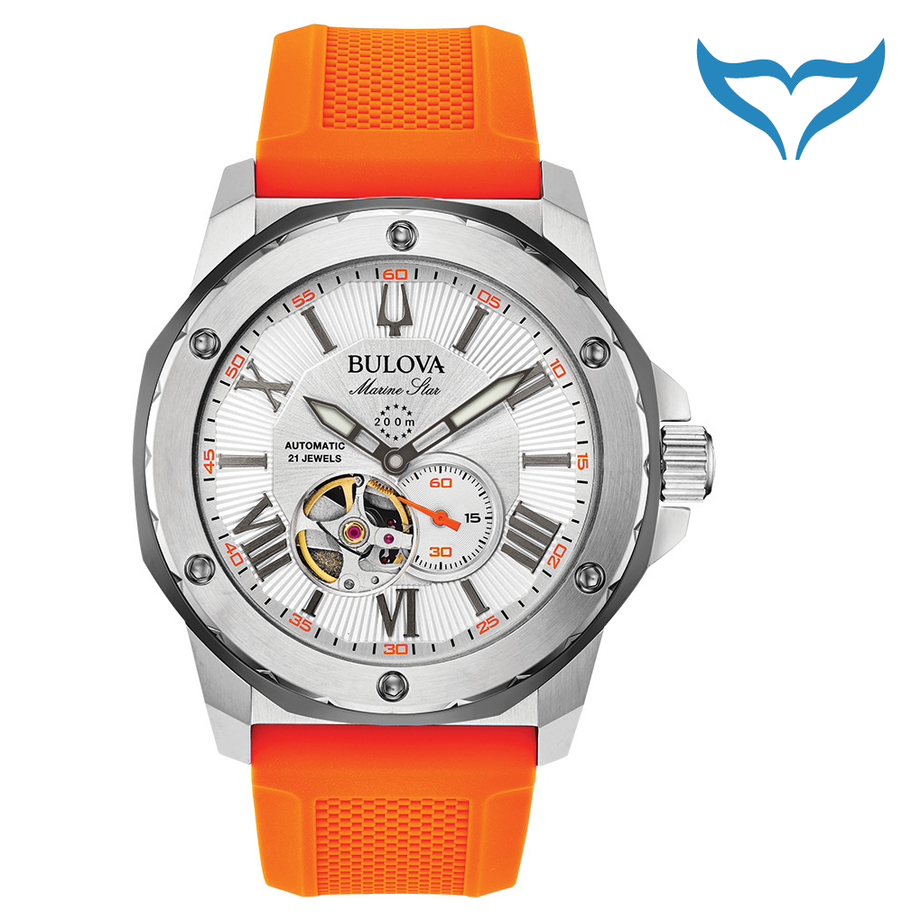 Bulova Marine Star 98A226 Armbanduhr Automatik 20bar Glasboden sportlich elegant