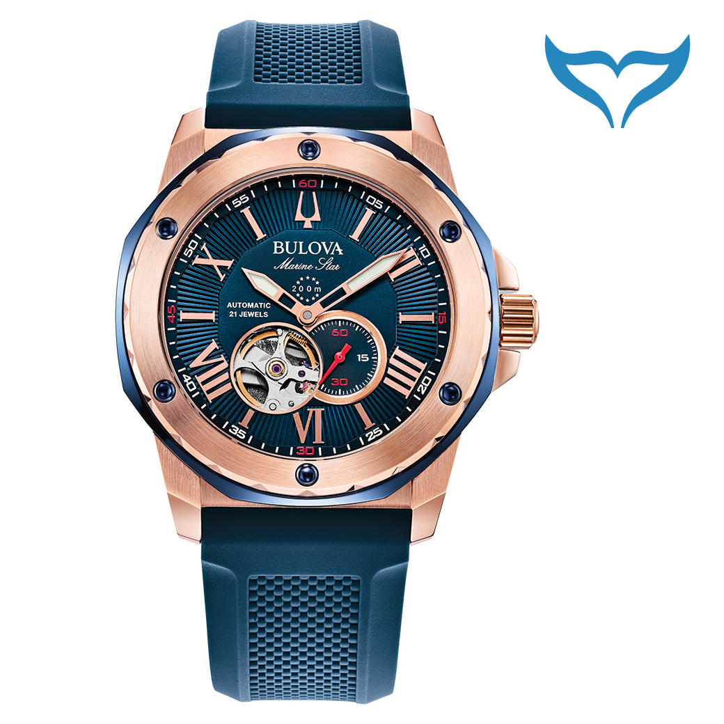 Bulova Marine Star 98A227 Armbanduhr Automatik 20bar Glasboden sportlich elegant – Bild 2
