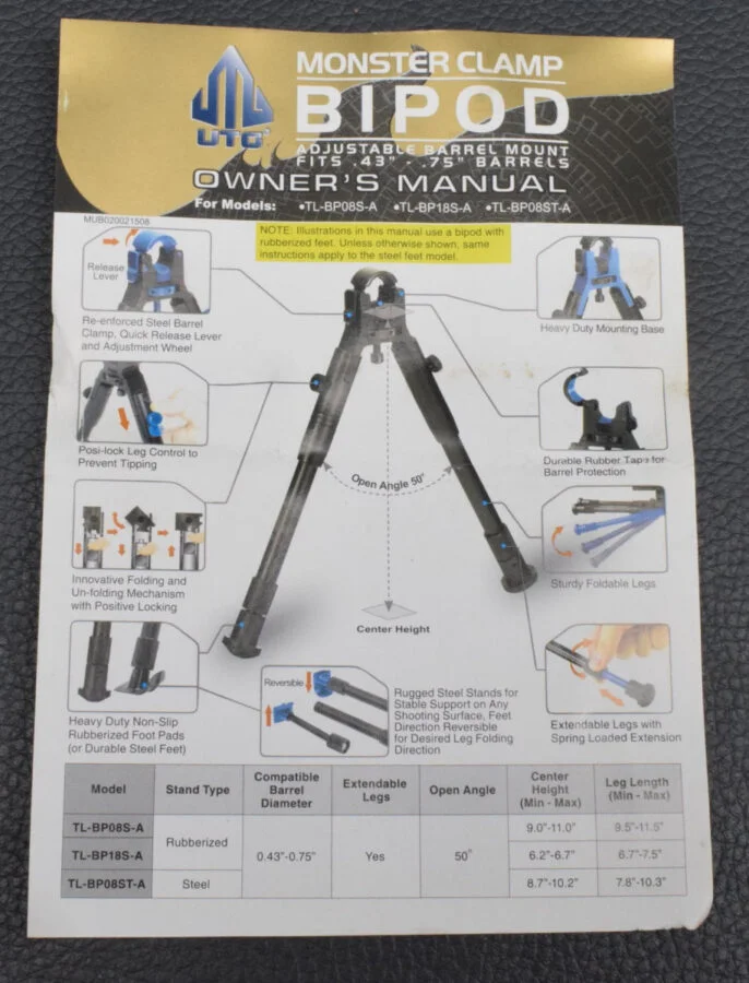 UTG Zweibein Bipod New Gen Clamp-on, 15,7-17 cm, , Neuware zum Sonderpreis – Bild 5