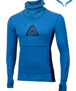 Aclima Warmwool Hood Sweater Man brilliant blue peacoat Merino Wool 200g XXL