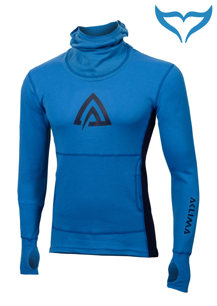 Aclima Warmwool Hood Sweater Man brilliant blue peacoat Merino Wool 200g XXL