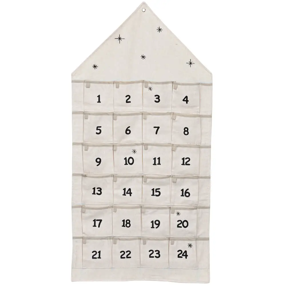 Adventskalender Häuser befüllbar & zum Aufhängen Textil 1 Stk 48×96 cm 2 Farben – Bild 3