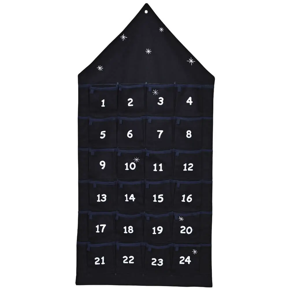 Adventskalender Häuser befüllbar & zum Aufhängen Textil 1 Stk 48×96 cm 2 Farben – Bild 4