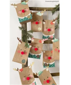 Adventskalender Rentiere 34 Papiertüten & Zubehör zum Selbstgestalten für Kinder