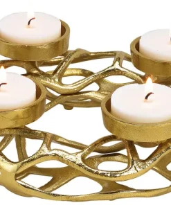 Adventskranz Metall Gerippe & 4 Kerzenhalter Tischdeko gold Alu 1 Stk Ø 25×11 cm