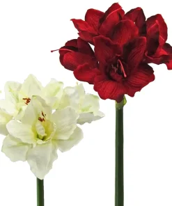 Amaryllis Kunstblumen mit 3 Blüten & 1 Knospe Ø 18 cm Kunstpflanzen 1 Stk 2 Farben