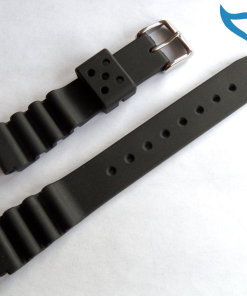 Armband Uhr Kautschuk 15 mm Federsteg Schließe glänzen Band Gummi black Poseidon