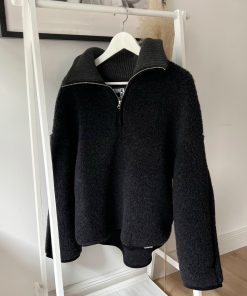 Alwero – Sweater BEL, Oversize Deep Black, Biowolle, LIMITED EDITION