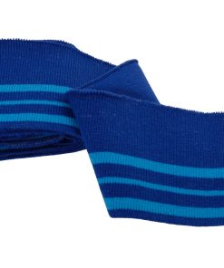 Strickbündchen, Collegebündchen in Blau mit Streifen Türkis – 110 cm