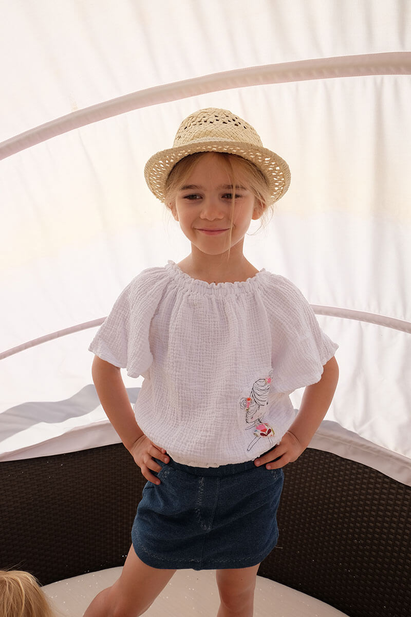 Gauze, Musselin – Double Gauze Rost mit weißen Punkten – Bild 9