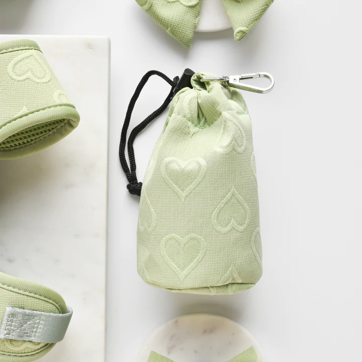 Leckerlibeutel mit Kordelzug (matcha, Herzchen) – Bild 3