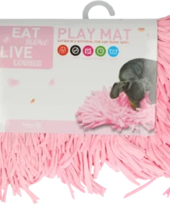 Eat Slow Live Longer Play Mat, Format: 44 x 28 cm, rosa (Schnüffelteppich mit langen Fransen)