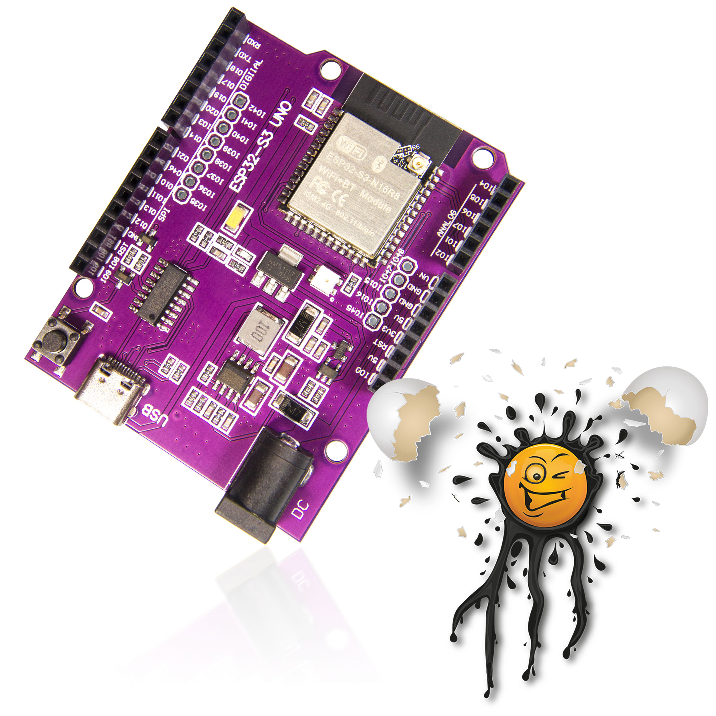 ESP32-S3 UNO USB-C ESP32-WROOM N16R8 Entwickler Board