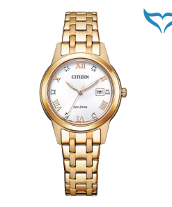Citizen Elegant Damen FE1243-83A Eco-Drive Edelstahl 3 bar Datum Armbanduhr Gold
