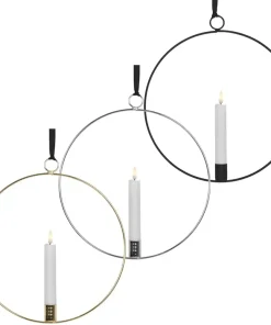 Fensterleuchter Flammenring Metall Ringe mit Kerze Dekoleuchter in 3 Farben