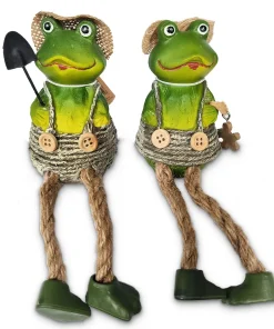 Frösche Kantenhocker Paar 2er Set Deko Figuren Poly & Sisal je 18 cm