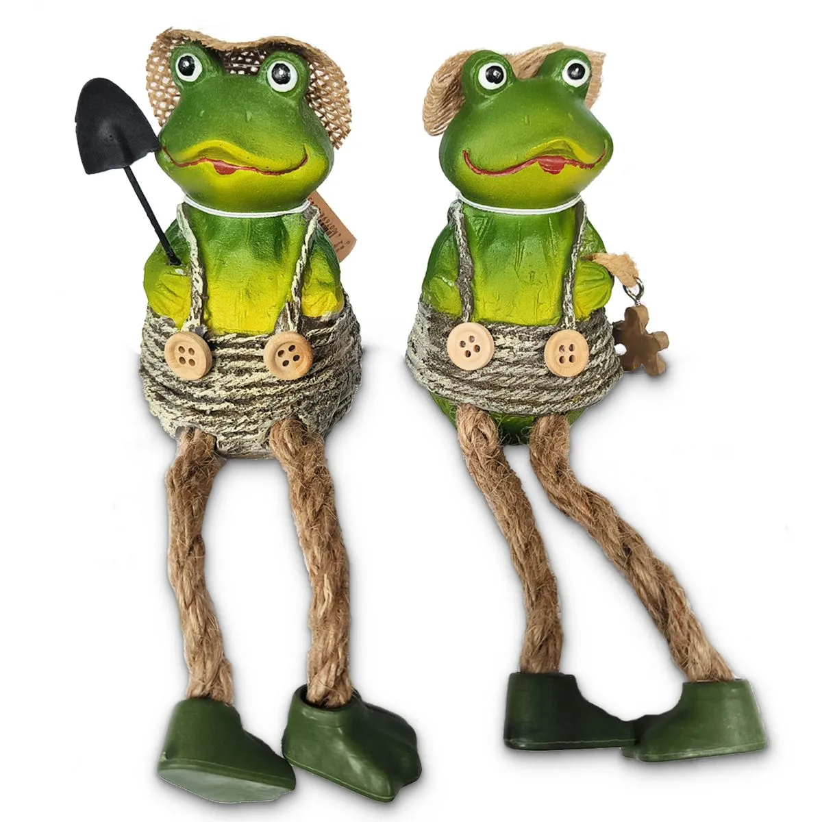 Frösche Kantenhocker Paar 2er Set Deko Figuren Poly & Sisal je 18 cm – Bild 2