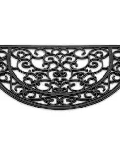 Hartgummi Outdoor Fußmatte „Ornamente“ halb-rund 40×60 cm