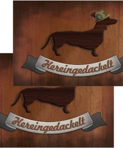 Fußmatten Fußabstreifer DECOR Hereingedackelt Dackel Hund Holz waschbar 2 Größen