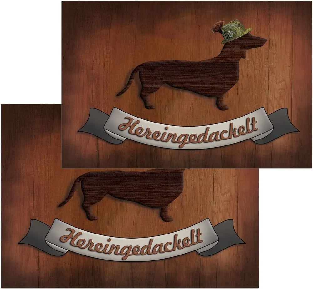 Fußmatten Fußabstreifer DECOR Hereingedackelt Dackel Hund Holz waschbar 2 Größen