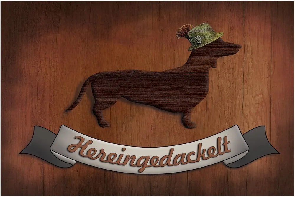 Fußmatten Fußabstreifer DECOR Hereingedackelt Dackel Hund Holz waschbar 2 Größen – Bild 3