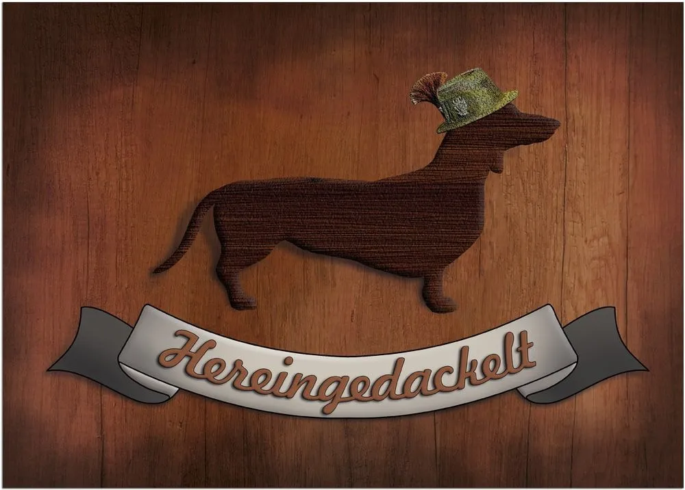 Fußmatten Fußabstreifer DECOR Hereingedackelt Dackel Hund Holz waschbar 2 Größen – Bild 4