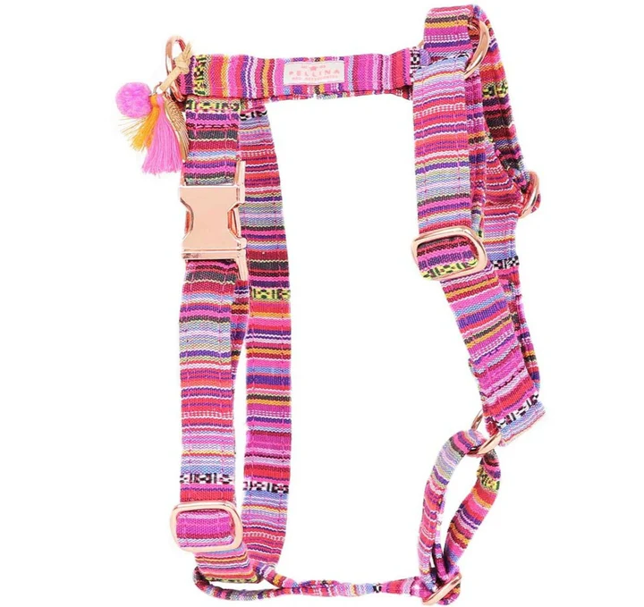 Pellina Hundegeschirr „Boho Pink“, gold, (100% Baumwolle) S, M, L – Bild 2