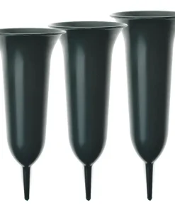 Grab Vasen zum Stecken Friedhof Grabdeko grün 3 Größen