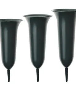 Grabvasen wetterfest zum Stecken Friedhof grün in 6 Varianten